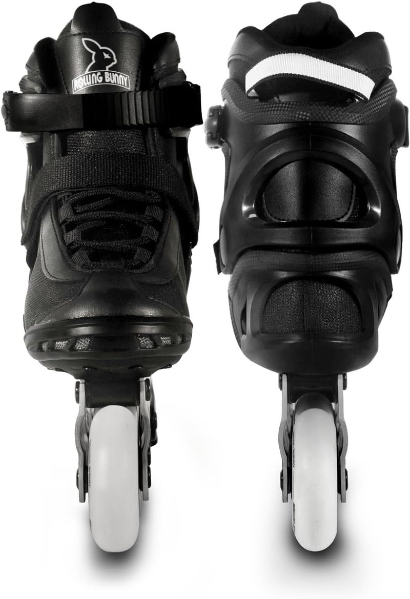 RollingBunny Inline Skates PRO for Adult Women - ABEC-9 Bearing with Breathable Lining for Male Female, Optional Brake, Size W 6-9, Black - Image 3